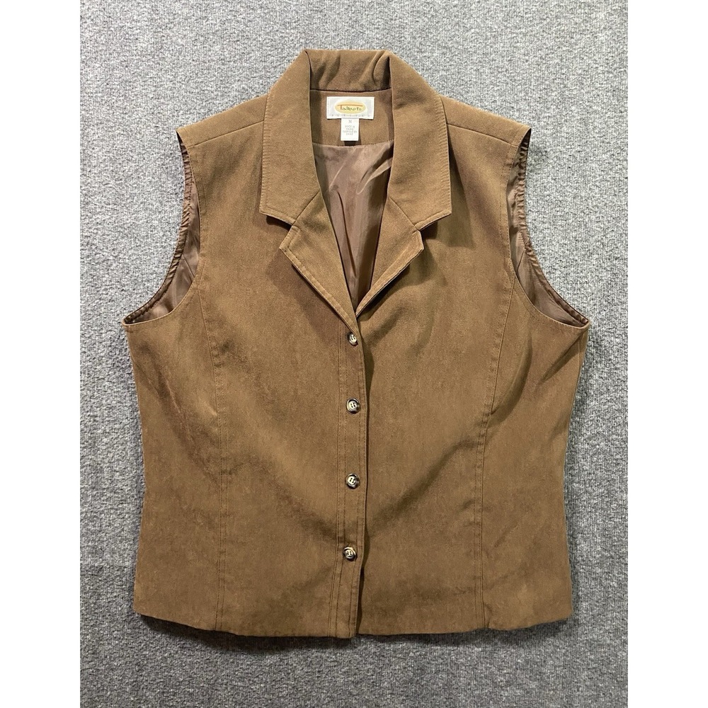 Talbots Petites Womens Petite MP Buttoned vest Old Money Brown 4 Buttons Size M